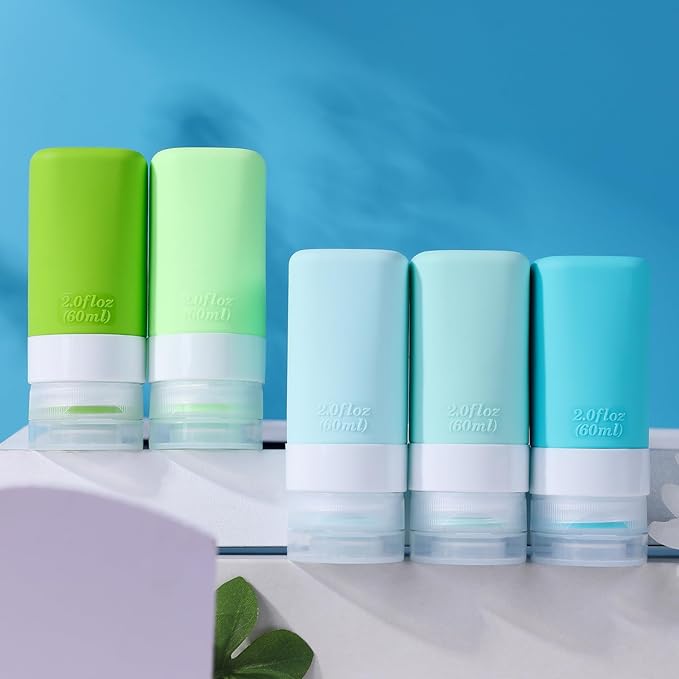 INSFIT Travel Bottles for Toiletries, TSA Approved 2oz Travel Size Containers, BPA Free Leak Proof Squeezable Silicone Tubes for Shampoo Conditioner Lotion Soap with Labels