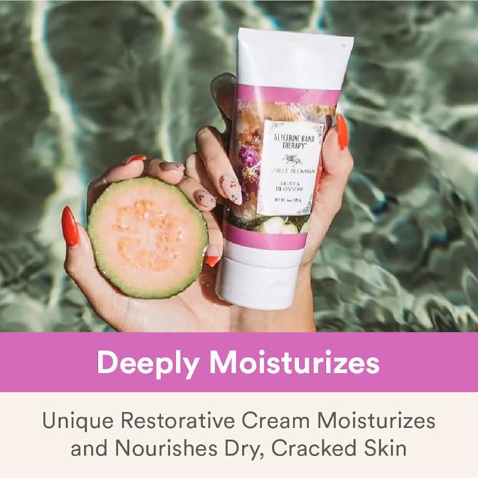 Camille Beckman Glycerine Hand Therapy Cream, Guava Blossom, Ultra Moisturizing Hand Cream for Dry, Cracked Hands, Non-Greasy, Paraben-Free, Made in USA, 1.35 Ounce
