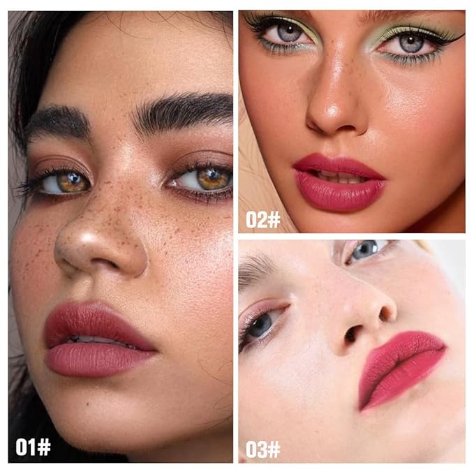 evpct 3Pcs Maroon Mauve Vivid Red Peel Off Lip Stain Tints, Matte Liquid Lipstick Lip Stain Long Lasting Waterproof for Women, Longwear Lipstick Peel Off Highly Pigmented Smudge-proof Easy to Apply