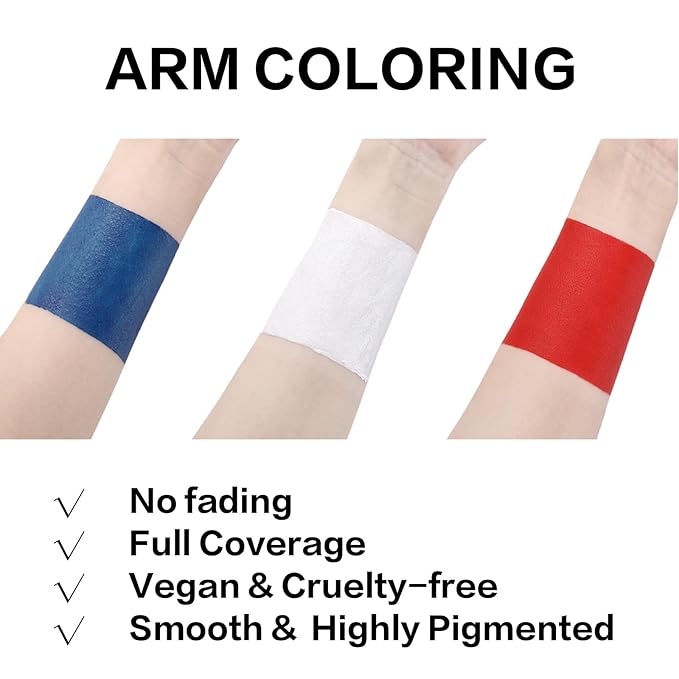 BADCOLOR 3PCS Blue White Red Face Body Paint Stick, Cream Blendable Eye Black for Softball Football Baseball Lacrosse American Flags, Professional Face Painting for Halloween SFX Independence Day