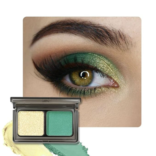 AMY'S DIARY 2 ColorLime Gold Shimmer+Emerald Green Matte Eyeshadow Palette – Shimmer matte Shades eye shadow for Eye Makeup, Long-Lasting & Highly Pigmented, Vegan & Cruelty-Free for woman