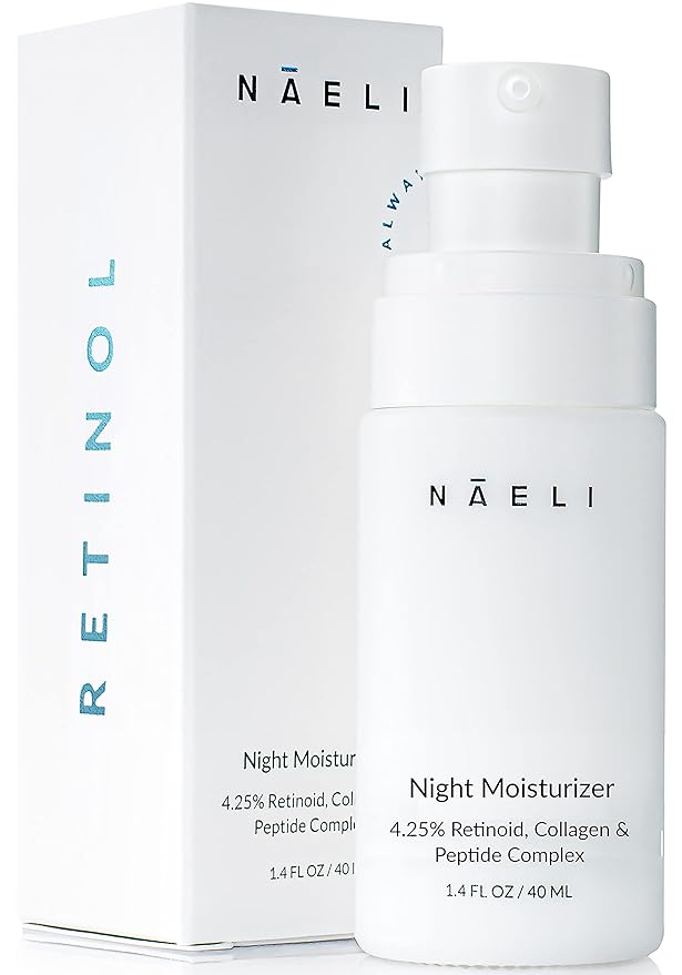 Retinoid Cream - 4.25% Retinol Night Moisturizer for Face & Neck with Collagen, Peptides & Hyaluronic Acid - Anti Aging Wrinkle Cream, Improves Skin Tone & Texture, 1.4 oz
