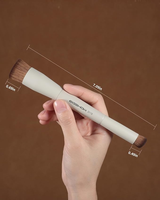 EIGSHOW Foundation and Concealer Brush, Dual Ended Makeup Brush For Flawless Foundation Coverage, Under Eye Concealer, Vegan & Cruelty-free (D110-Beige)