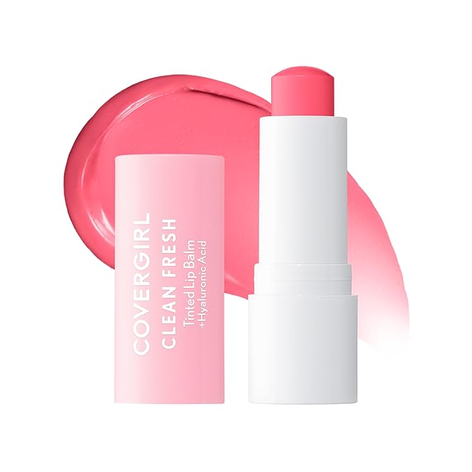 CoverGirl Clean Fresh Tinted Lip Balm, Vegan Formula, Hydrating, Natural Finish, Life is Pink, 1 Count