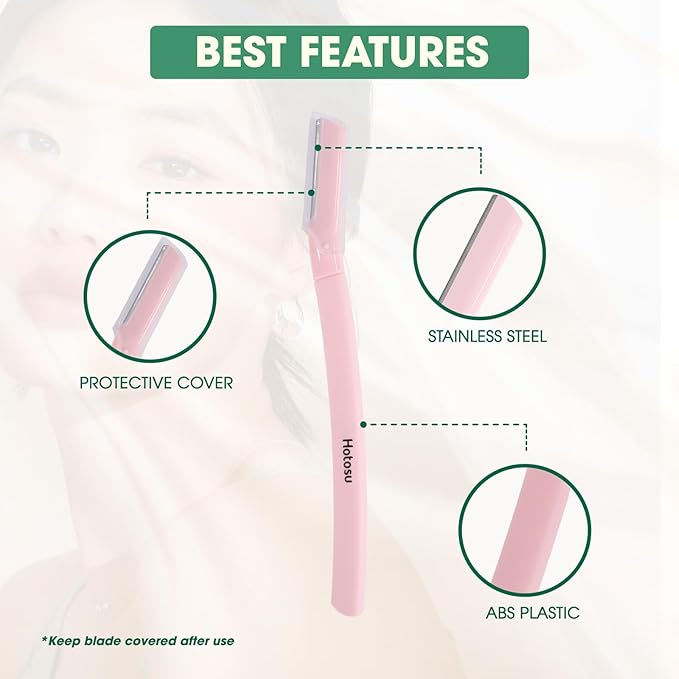 Facial Razor and Eyebrow Razor for Women – Dermaplane Razor, Face Dermaplaning Tool, Eyebrow Shaper for Women, Ideal Disposable Face Razors for Peach Fuzz - 3pcs