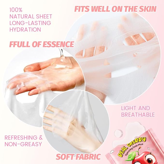Kaely 8 Pack Fruit Face Masks for Kids, Kids Face Mask Spa Day Kit Supplies, Spa Party Favors for Teens Girls Women, Sheet Facial Mask Skincare Gifts Set, Moisturize Soothe for All Skin Types, 02