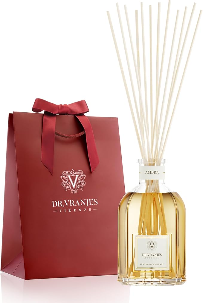 Dr. Vranjes - Ambra 500 ml Reed Diffuser + Elegant Shopping Bag, Luxury Home Fragrance, Made in Italy, Amber, Patchouli, Sandalwood