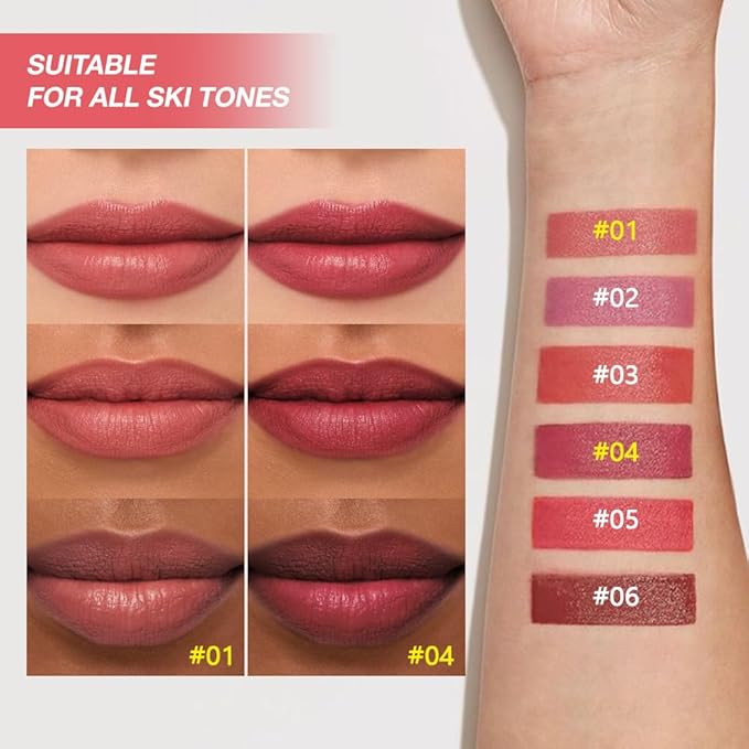 2Pcs Matte Lipstick Crayon Set for Women, Long Lasting Waterproof Velvet Lip Liner Pencil, High Pigment Creamy Lipstick, Longwear Non-Drying Lip Makeup Cruelty-free 24 Hours Original, 01#+04#