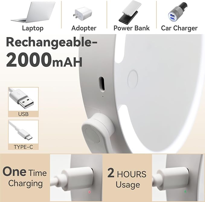 Makeup Mirror with Lights, 10x Magnifying Mirror with Light, 3 Color Lights, Double Side Touch Control, Height Adjustable, Vanity Mirror for Travel, Type-C Fast Charge, Gifts for Women