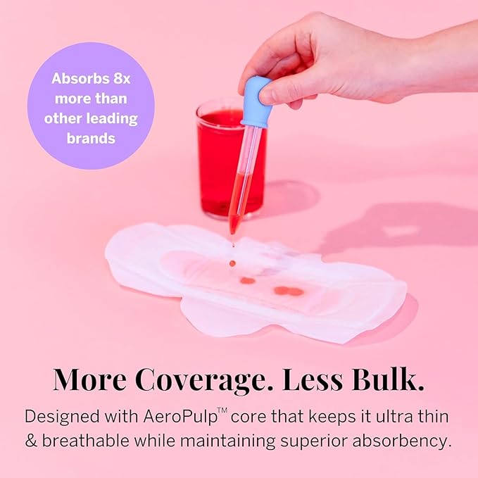 Pixie Organic Cotton Pads for Women - Ultra Thin with Wings, Leak-Proof & Moisture-Wicking - Compostable, Unscented Menstrual Pads - Regular Absorbency - 12 Count