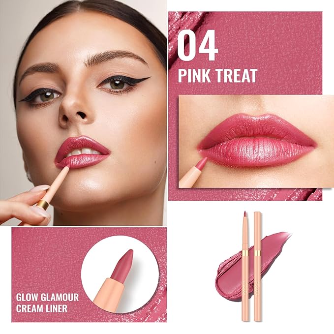 Oulac Lipstick & Lipliner Set 3PCS High Impact Lipcolor with Moisturizing Formula, Vegan Beauty, Full-Coverage Lip Color, Gift Lipstick for Women, 04+PG05+PG10