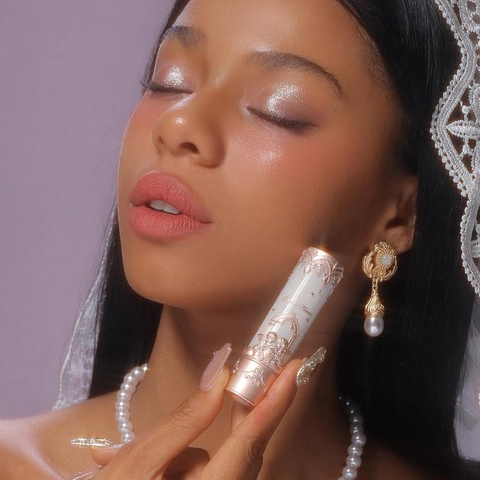 Flower Knows Little Angel Matte Lipstick,Super Soft & Ultra Silky Lip Mud Stick,Long Lasting & Moisturizing Vegan Lip Makeup for Girls&Women,Velvety Nude Peachy Finish(C03 Radiant Seraph)