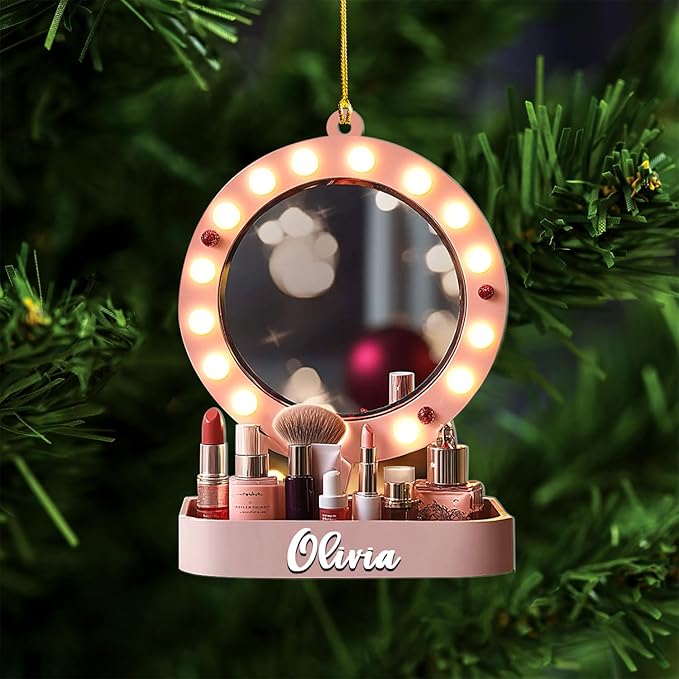 Personalized Makeup Tools Christmas Ornament 2024, Makeup Box Christmas Ornament Gift for Makeup Artist, Christmas Tree Decor for Makeup Shop, Gift for New Makeup Coworkers (MKH13)