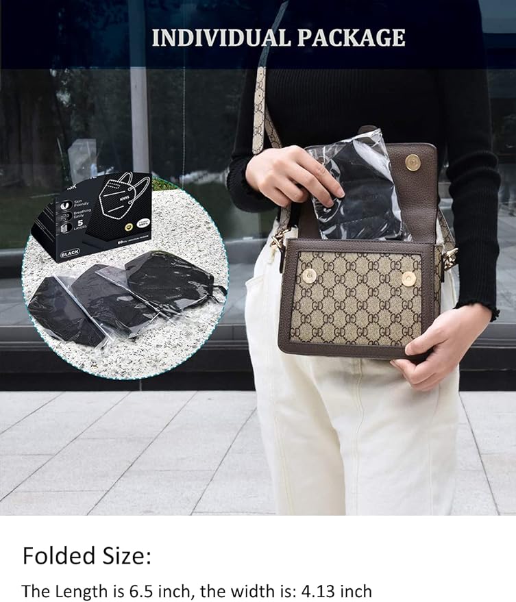 HUHETA KN95 Mask, 5 Ply Protective Dispoasable Masks Filter Efficiency≥95%