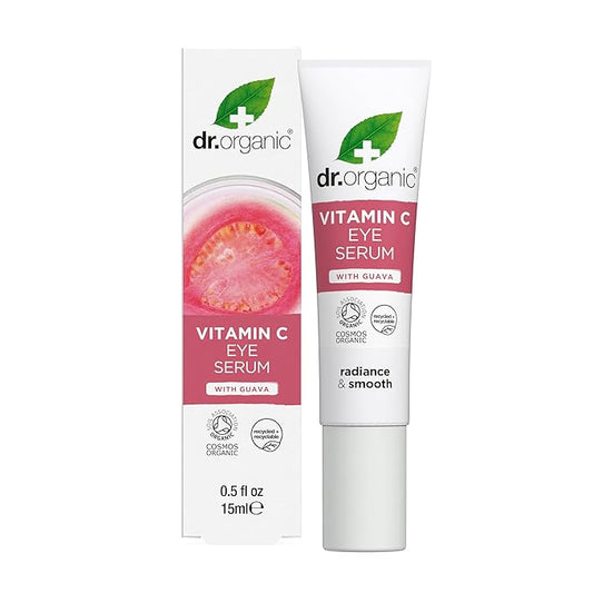 Dr. Organic Vitamin C Eye Serum | Brightening & Illuminating for Dull Under Eyes, Vegan, Natural, Cruelty-Free, Paraben & SLS-Free, Certified Organic, 15 mL / 0.5