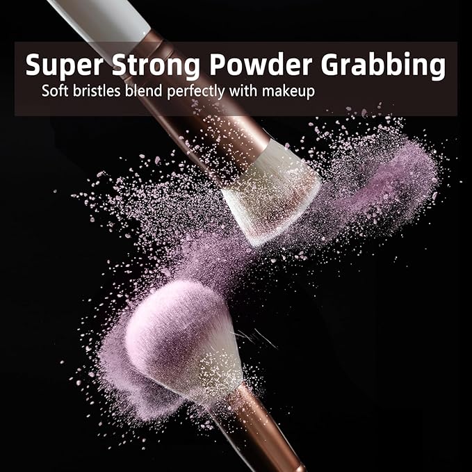 OMANIAC Makeup Brush Set 20Pcs with Storage Case.Used for Powder,Foundation,Highlight,Eye Shadow,Concealer,etc.Suitable for Makeup Beginners,Best Gift for Women/Girls（Silver）