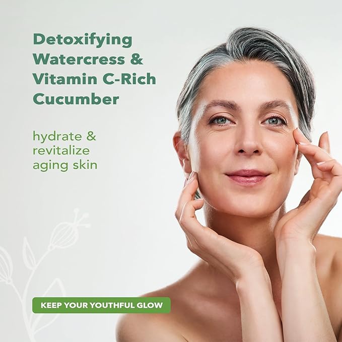 Nourish Organic Moisturizing Face Cleanser for All Skin Types, Watercress + Cucumber Face Wash, Fragrance-Free, 6 Oz (Pack of 2)