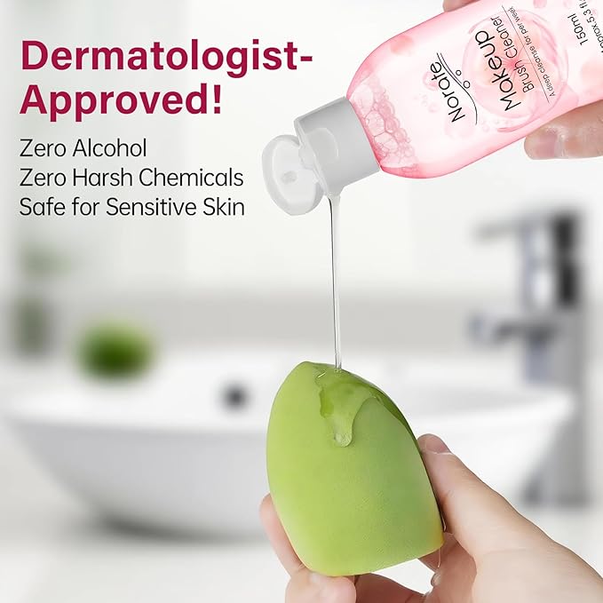 Norate Makeup Brush Cleaner, Make Up Brush Cleansers Solution, Makeup Cleaner for Makeup Brushes, Beauty Sponge, Powder Puff, Deep Clean Brush Shampoo, Gentle Formula Cruelty Free 5.3 FL.OZ