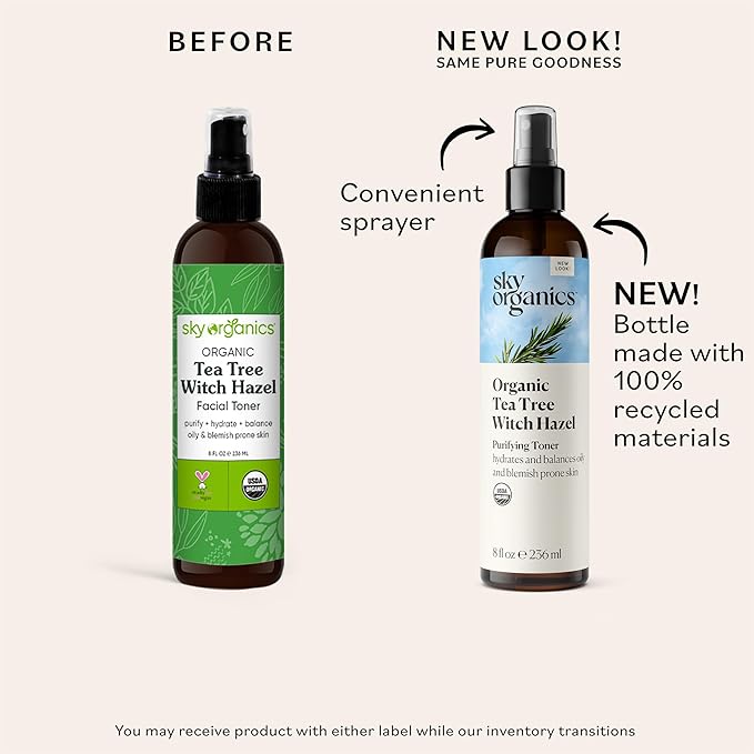 Sky Organics Organic Tea Tree & Witch Hazel for Face, Purifying Facial Toner to Hydrate, Soothe, Cleanse and Balance Blemish-Prone Skin, Helps Minimize The Appearance of Pores, 8 fl oz webook