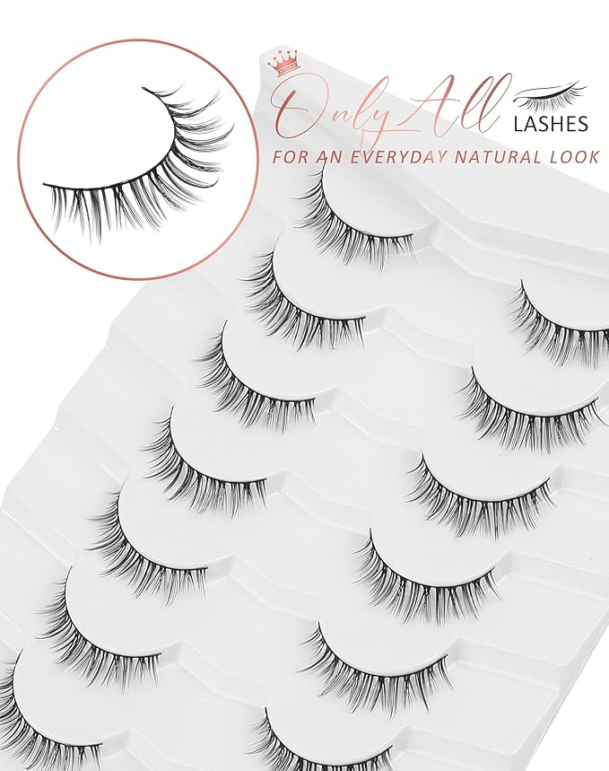 Onlyall Short Natural Lashes Fake Eyelashes Wispy Natural Eyelashes D17