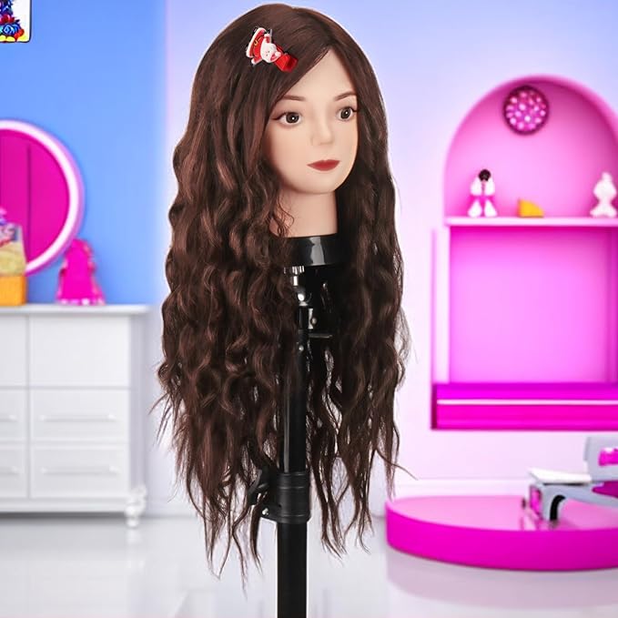 Mannequin Head Human Hair, Beauty Star Doll Head for Practice Hair Styling, 80% Real Hair Cosmetology Makeup Hairdressing Training Manicanequin Head with Clamp Stand + DIY Braiding Set