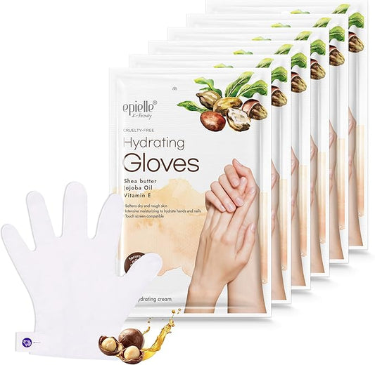 Epielle Hydrating Hand Masks 6 Pairs, Deep Moisturizing Gloves for Dry, Cracked Hands, Soften with Shea Butter & Jojoba Oil, Korean Skin Care, Spa Set, Self Care Gifts for Women