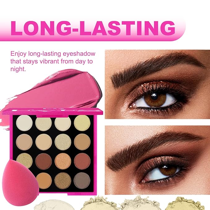 Eyes Makeup Sets Makeup Kits for Teens,with 16 Colors Eyeshadow Palette,Makeup Brushes,Eyeshadow Stick,Eyebrow Pencil,Eyelash Curler,Eyeliner,Glitter Gel,Makeup Gift Set for Girls Women