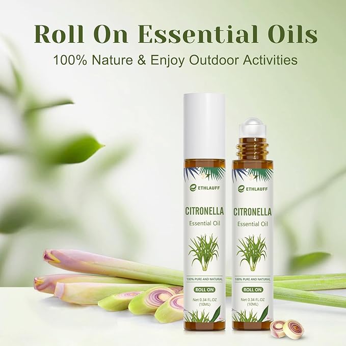 Citronella Essential Oil Roll On, Citronella Oil for Skin, Relaxation Gift for Women and Men
