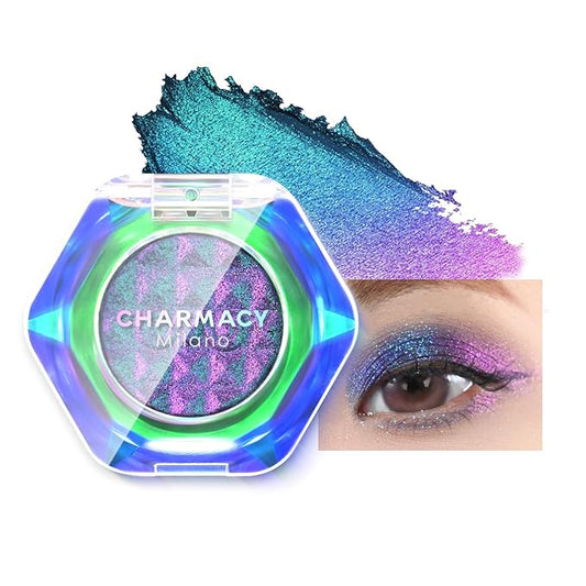 CHARMACY Multichrome Glitter Eyeshadow, Intense Pigmentation Chameleon Sparkling Eyeshadow, Bright Highlighter Duochrome Eye Make Up, Multi-Reflective Finishes Glitter Metallic Eye Makeup #05