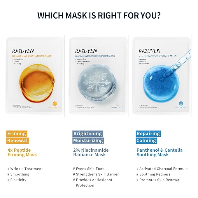 Brightening Hydrating Face Mask (10 PCS), Glowing & Moisturizing Sheet Mask with Niacinamide, Rosa Water and Arbutin, Rose Face Mask For All skin types, Added Fragrance Free