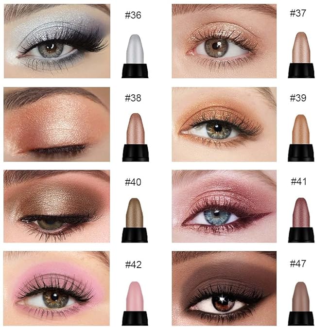 Kaely 8Pcs Cream Eye Shadow Sticks Set, Matte Shimmer Eyeliner Pencil Eyeshadow Palette Makeup, Eye Highlighter Brightener Stick for Older Women Waterproof Pigmented, sombras para ojos 05