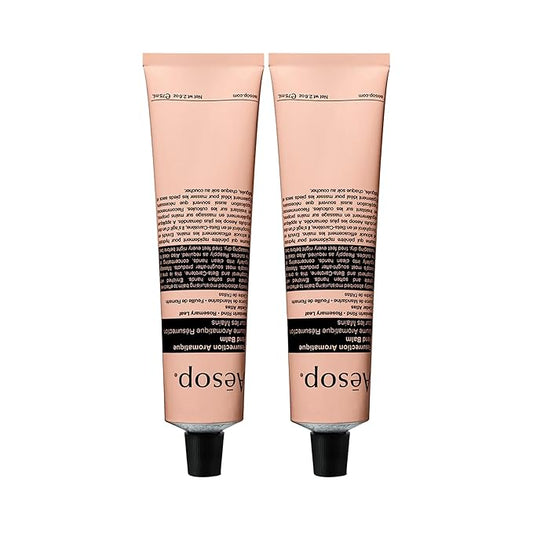 Aesop Resurrection Aromatique Travel Size Hand Balm | Lotion with Sweet Almond and Macadamia Nut to Nourish Dry Hands | 2.4 oz / 75mL (Pack of 2)