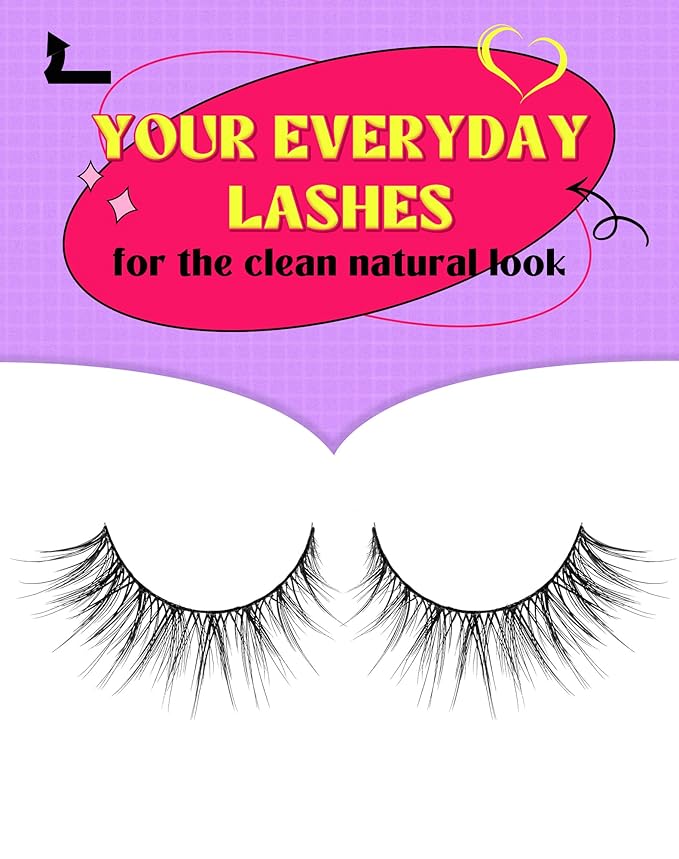 Onlyall Natural Lashes Wispy Lashes Natural Look False Eyelashes Natural Flared Eyelashes False Eye Lashes Soft Fluffy Lashes 7 Pairs D9 Natural Foxy-12mm