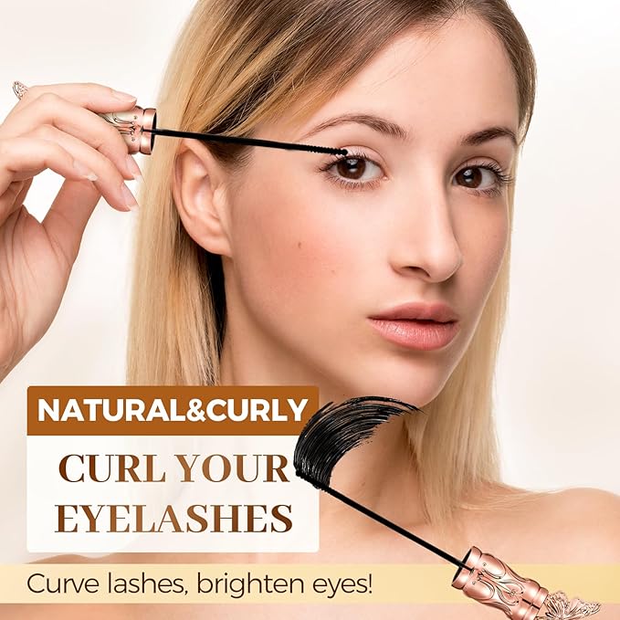 Mascara, 2026 New Waterproof Curling and Long-Lasting Mascara for Everyday Wear, Fine Brush Black Mascaras for Smudge-Proof, Sweat-proof, Non-smudged (2 PCS)