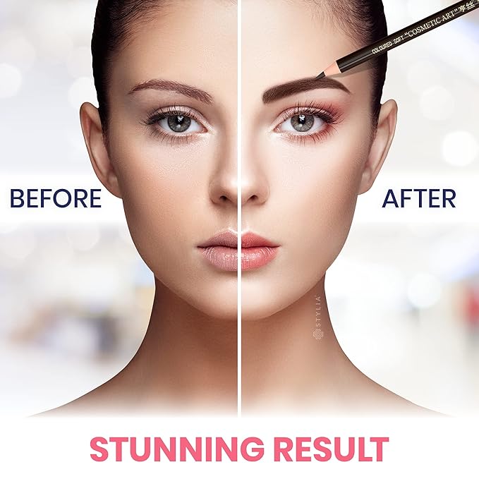 Stylia Waterproof Eyebrow Pencils For Women – Long-Lasting Microblading Supplies Brow Pencil, Perfect for Eyebrow Shaper, Filling & Defining Natural-Looking Brow - (12PC Dark Brown)