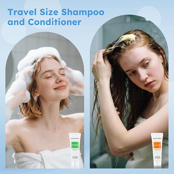 Travel Size Shampoo and Conditioner Bulk Sets Pack of 50,Individually Wrapped 30ml/1 fl oz Small Size Hotel Supplies Portable Toiletries Amenities Bulk for Guests,Travel,Homeless,Charity