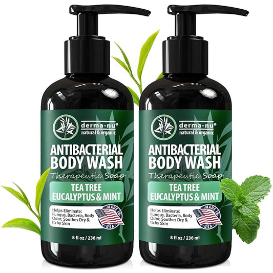 Antibacterial Body Wash - Antibacterial Soap And Tea Tree Body Wash For Jock Itch, Athletes Foot, Eczema And Back Acne - Anti Bacterial Body Soap For Men And Women Safe For All Skin Types - 2 Pack