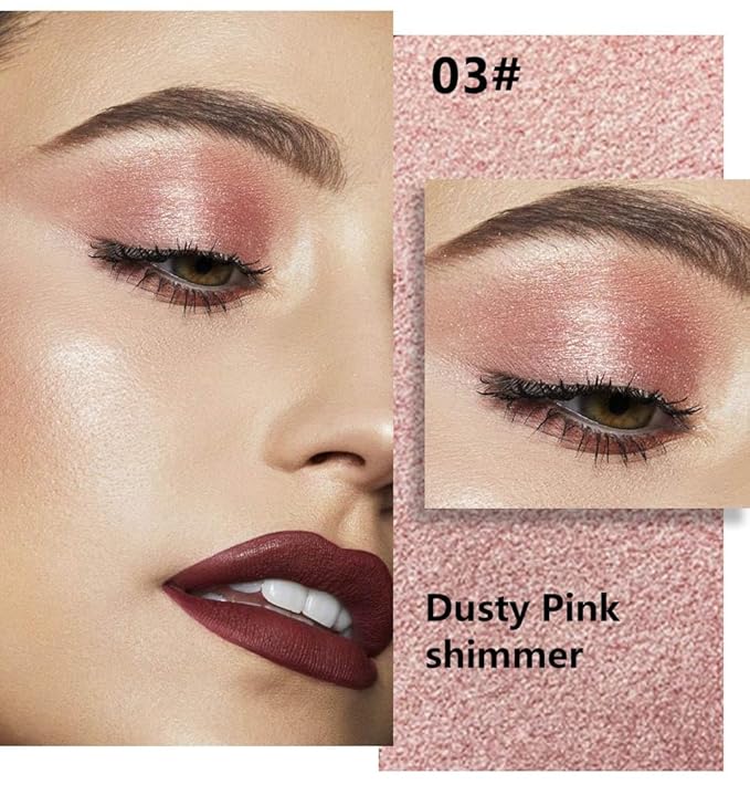 evpct Dusty Pink Single Eyeshadow Palette, Rose Gold Ice Pink Nude Glitter Cream Eye shadow Palette Singles Brightener Makeup for Older Women, High Pigment Waterproof Monochrome Mini Eyeshadow
