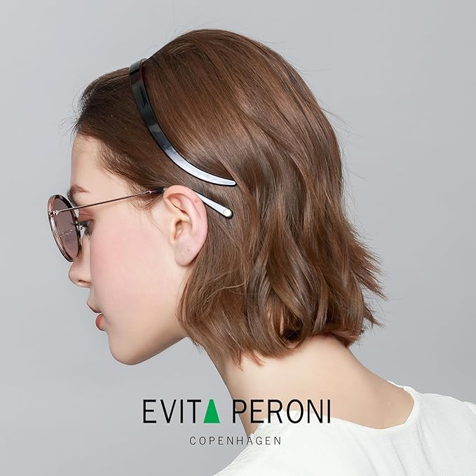 EVITA PERONI Hair Bands - Designed for Eyewear, No Pressure, No Headache, Comfortable Non-Slip Thin Fashion Headbands for Women's Hair - Black