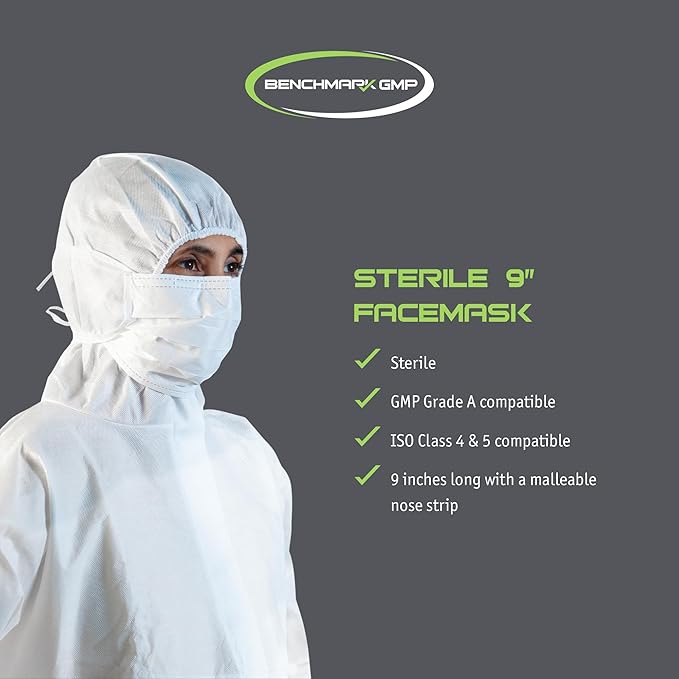 Sterile 9' Facemask with Ties, 500 pieces/Case, White