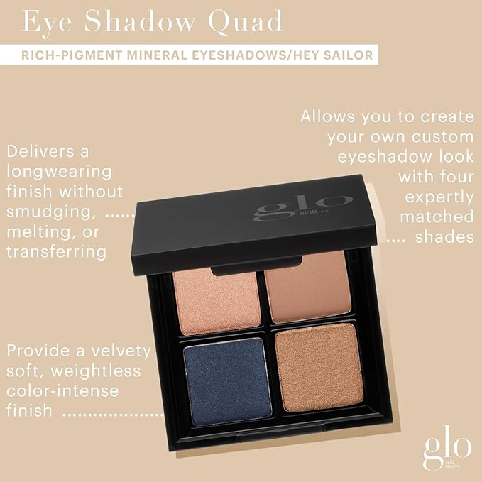 Glo Skin Beauty Eye Shadow Quad in Hey Sailor - Golden with Navy - Eyeshadow Palette Kit - 4 Colors in 5 Shade Options