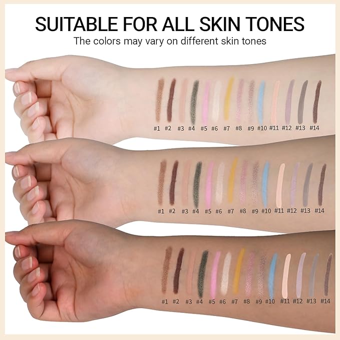 Erinde Waterproof Eyeshadow Stick, Cream Eye Shadow Stick, Long-Lasting, Crease-Proof, Cream to Powder Buildable & Blendable Eye Shadow Pencils Crayon, Vegan & Cruelty-Free, 06 Oyster