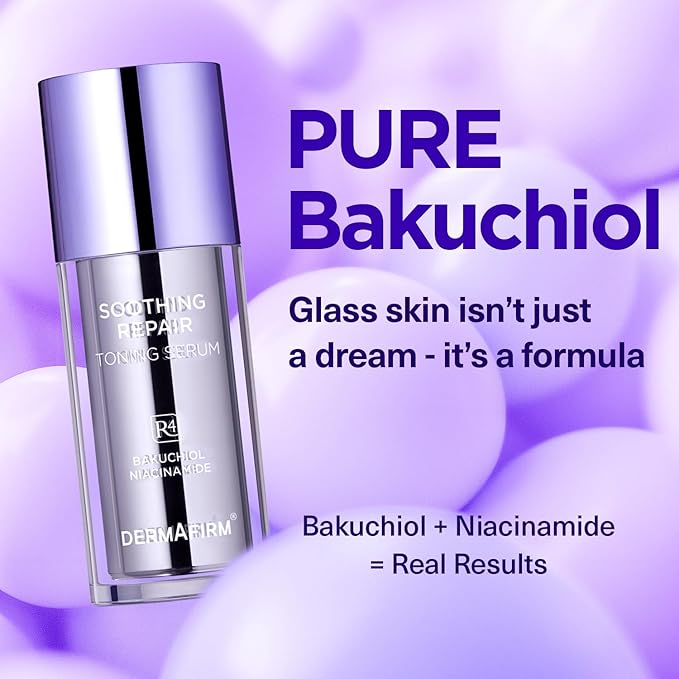 DERMAFIRM Bakuchiol Retinol Serum for Glass Skin with Niacinamide & Peptides | Daily Korean Skin Care for Sensitive Skin | Soothing Repair Toning Serum R4 for Glass Skin