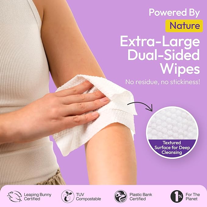 FOMIN Travel Deodorant Wipes - 50 Count - Calming Lavender and Chamomile - pH Balanced, Hypoallergenic Mini Deodorant Wipes For Women and Men - Plastic-Free, Individually Wrapped Underarm & Body Wipes