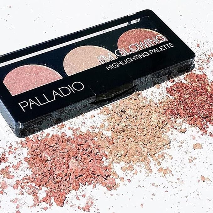 Palladio I'm Glowing Illuminating Highlighting Palette, Glow Bronzer Powder Makeup Set, High Pigmented Shimmery Colors