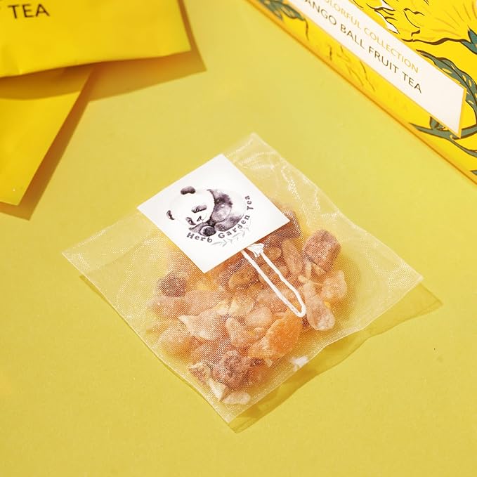 Mango Ball Fruit Tea Gift Set – Fruity Herbal Blend with Natural Ingredients | 20 Tea Bags + 100g Rock Sugar | Caffeine-Free Daily Wellness Tea | Refreshing Tropical Flavor | Holiday Gift Box for Women & Friends