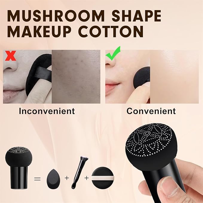 Mushroom Head Air Cushion CC Cream - Tattoo Cover up Makeup Waterproof Long-Lasting Moisturizing Concealer Foundation, Even Skin Tone for All Skin Types (Buff Beige)