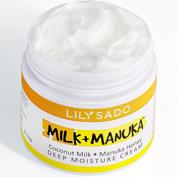 LILY SADO MILK+MANUKA™ Coconut Milk and Manuka Honey Natural Face Moisturizer - Non Greasy Organic Facial Cream with Cocoa Butter and Gotu Kola - Amazing Anti-aging Formula