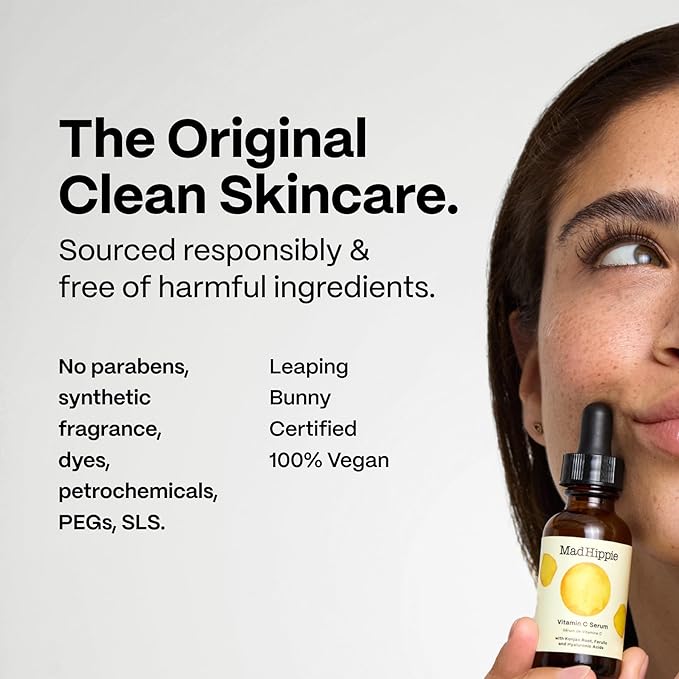 Mad Hippie Travel Essentials – Vitamin C Serum, Triple C Night Cream, Super A Serum + Jelly Cleanser in a 100% Recycled Toiletries Bag, Cruelty-Free