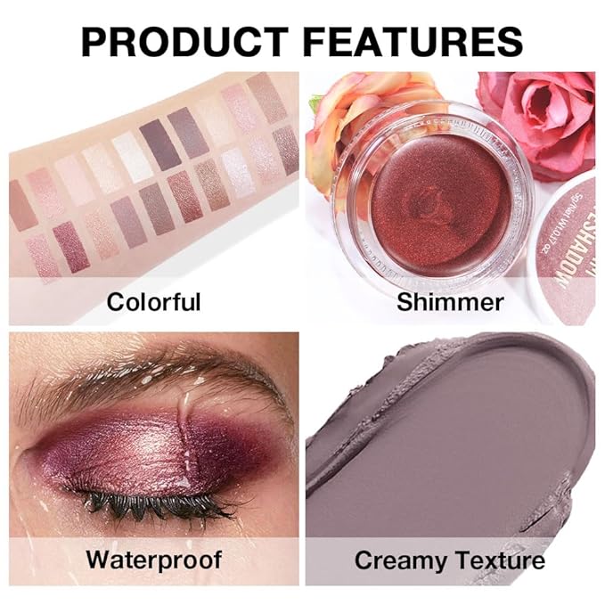 evpct Matte Espresso Coffee Brown Single Cream Eye Shadow Palette Pot Makeup for Older Women, Highly Pigmented Monochrome Cream to Powder Eyeshadow Palette Matte Liquid eyeshadow, Natural Waterproof